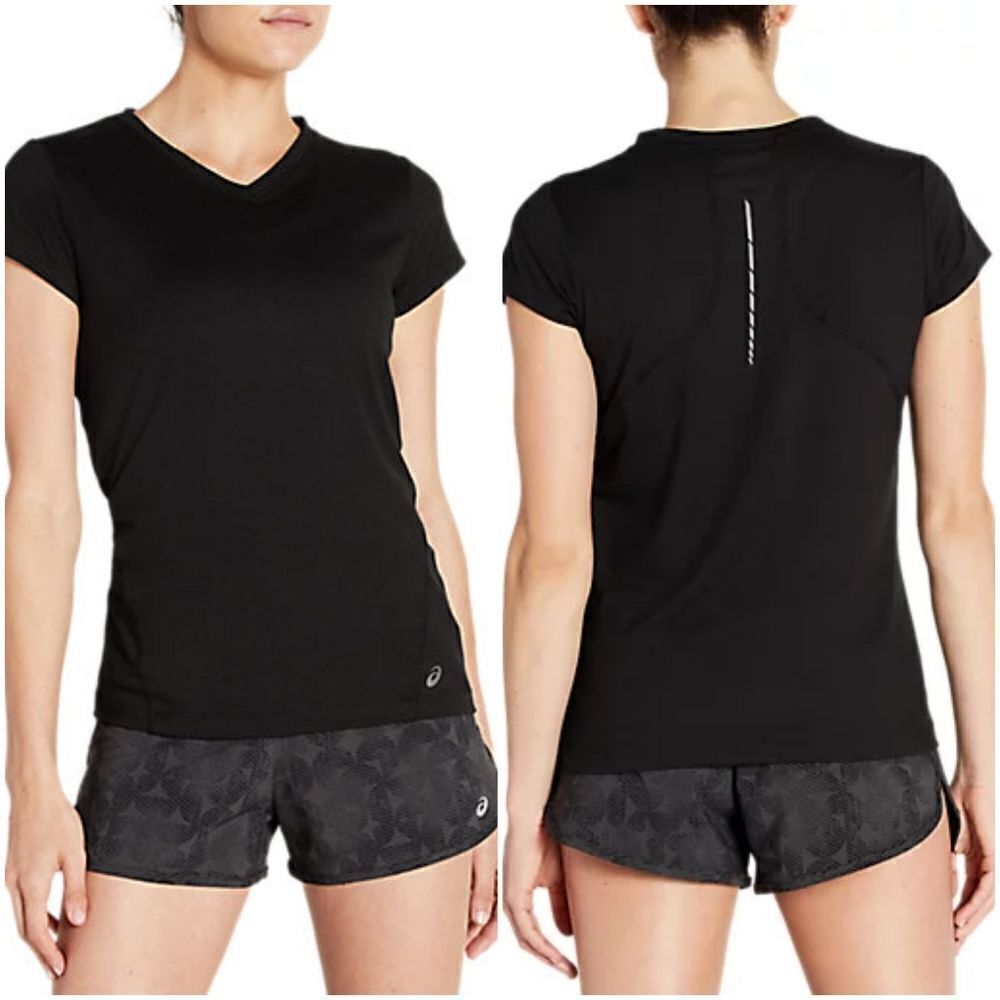 Asics Short Sleeve Sport Lyte V-Neck Top Sz Med